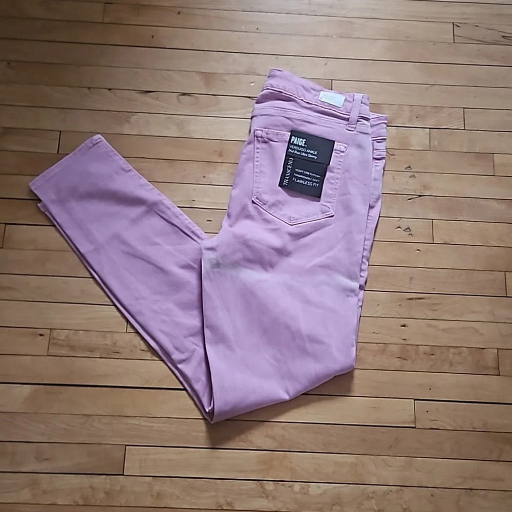 Paige Womens Transcend Verdugo Ankle Jeans Mid Rise Ultra Skinny Light Orchid 29 - Picture 4 of 5
